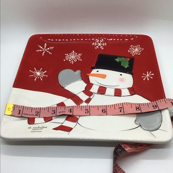 St Nicholas Square Tree Lot Snowman Plate - Picture 3 of 6